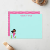 Carte de note de la papeterie de sirène rose (Devant/Arrière en situation)