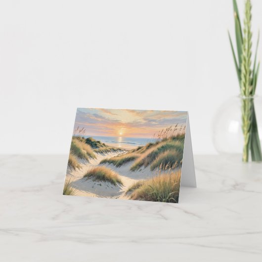 Carte de note de la plage au lever du soleil (Devant)
