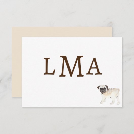 Carte de note de l'Amoureux des chiens carlin (Devant / Derrière)