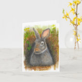 Carte de note de lapin d'aquarelle (Fleur jaune)