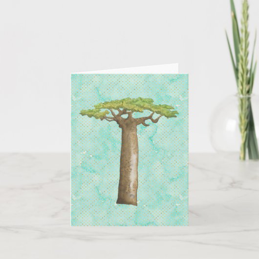 Carte de note de l'arbre du baobab aquarelle (Devant)