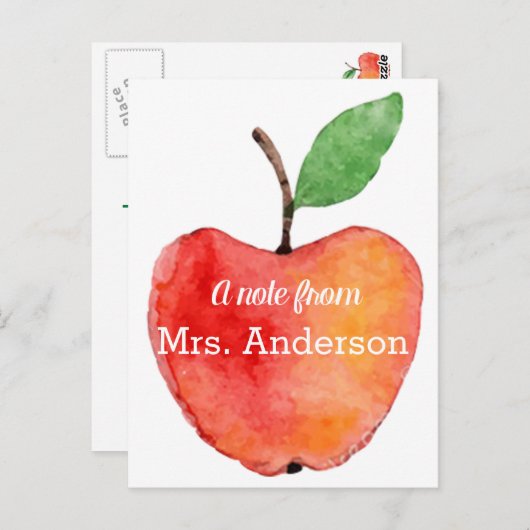 Carte de note de l'enseignant, Apple Stationnaire, (Devant / Derrière)