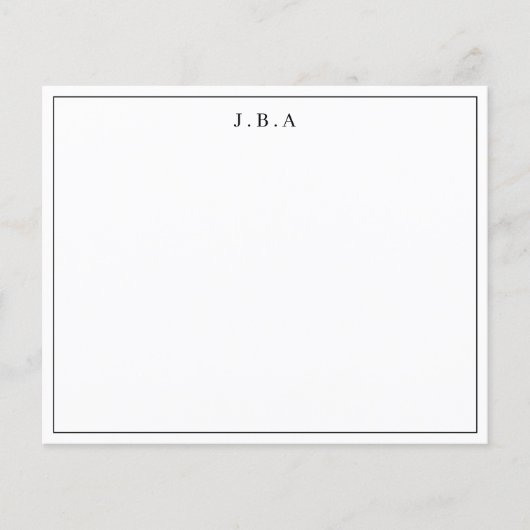 Carte de note de ligne de bordure de 3 monogrammes (Devant)