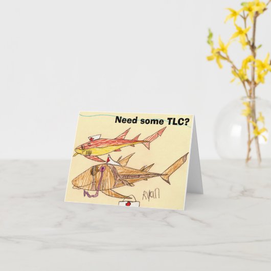 Carte de note de l'infirmière Shark Get Well Note (Fleur jaune)