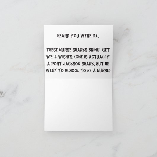 Carte de note de l'infirmière Shark Get Well Note (Intérieur)