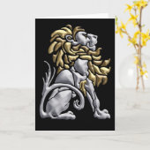 Carte de note de lion d'art déco - argent et or (Fleur jaune)