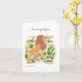 Carte de note de lion de rotation (Fleur jaune)