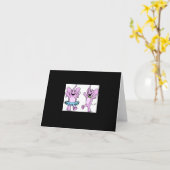 Carte de note de logo de style d'éléphant rose (Fleur jaune)