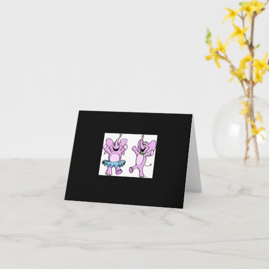 Carte de note de logo de style d'éléphant rose (Fleur jaune)