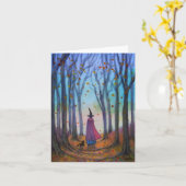 Carte de note de marche pour chats et sorcières (Fleur jaune)