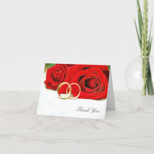 Carte de note de mariage de rose rouge de Merci