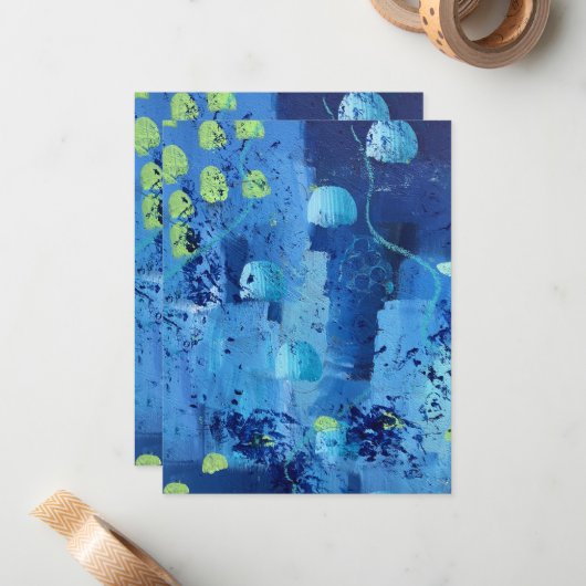 Carte de note de méduse Abstraite (Devant/Arrière en situation)