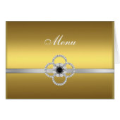 Carte de note de menu Gold Silver Diamond Black Je (Devant Horizontal)
