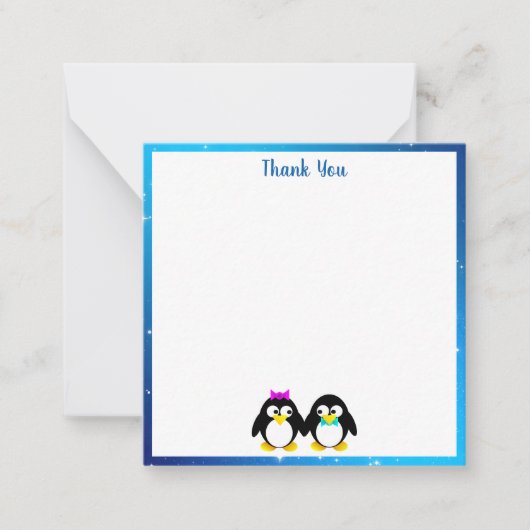 Carte de note de Merci Couple Penguin (Devant)