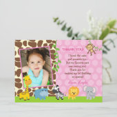 Carte de note de Merci d'anniversaire d'animaux de (Debout devant)