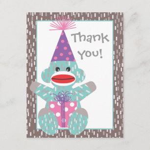 Carte de note de Merci d'anniversaire de singe de