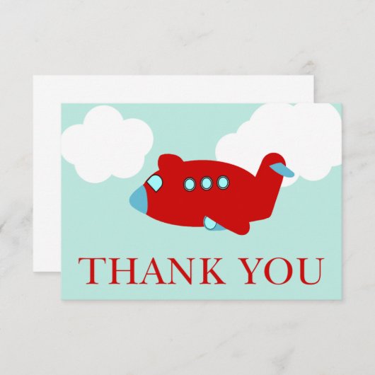 Carte de note de Merci d'avion (Devant / Derrière)