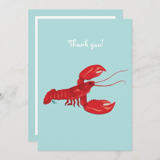 Carte de note de Merci de homard (Devant / Derrière)