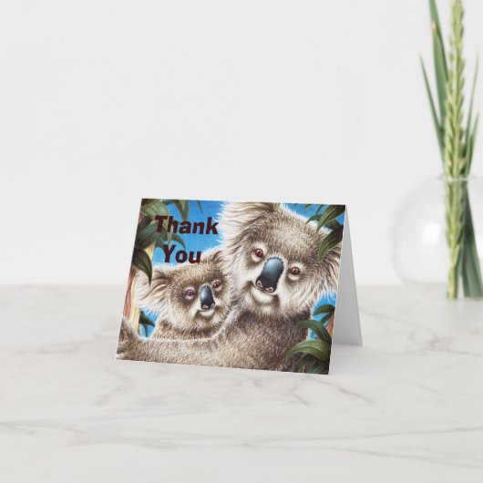 Carte de note de Merci de koala et de bébé (Devant)