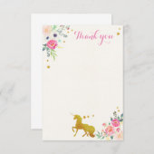 Carte de note de Merci de licorne (Devant / Derrière)