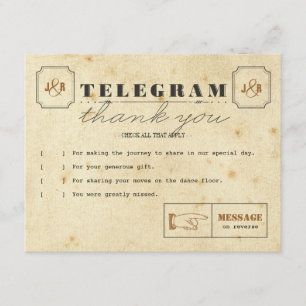 Carte de note de Merci de télégramme