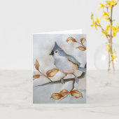 Carte de note de mésange tuftée (Fleur jaune)