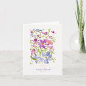 Carte de note de monogramme de fleur sauvage aquar (Devant)