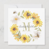 Carte de note de monogramme floral (Devant)