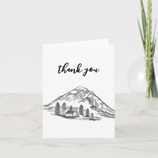 Carte de note de montagne noir et blanc (Devant)