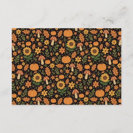 Carte de note de motif automnal rustique dessiné à (Dos)