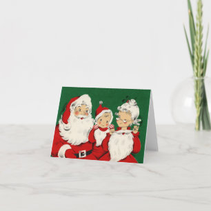 Carte de note de Noël de la famille Père Noël vint