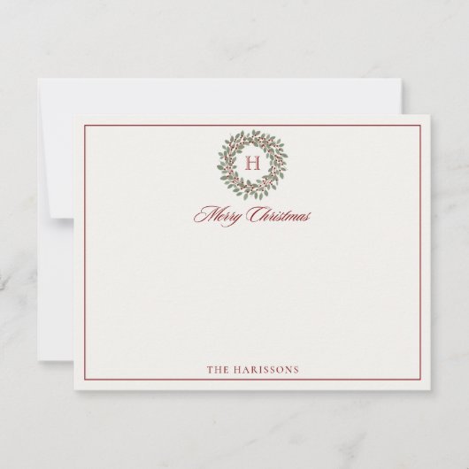 Carte de note de Noël joyeux couronne de Noël (Devant)