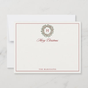 Carte de note de Noël joyeux couronne de Noël