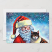 Carte de note de Noël Père Noël et Cat Flat (Devant)