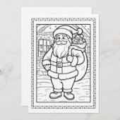 Carte de note de Noël plat pour enfants Père Noël (Devant / Derrière)