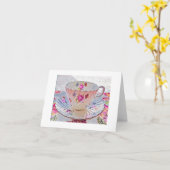 Carte de note de noir de tasse de thé (Fleur jaune)