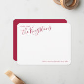 Carte de note de nom de famille écarlate (Devant/Arrière en situation)