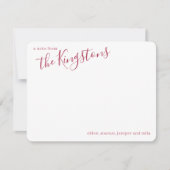 Carte de note de nom de famille écarlate (Devant)