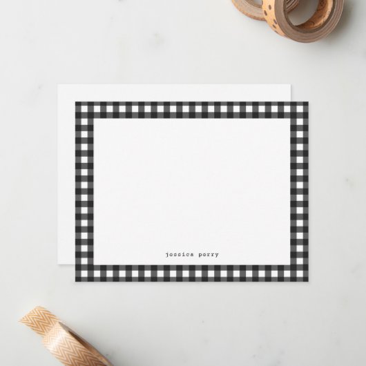 Carte de note de nom de machine à écrire Black En  (Devant/Arrière en situation)