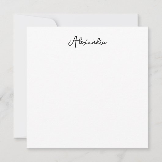 Carte de note de nom de script simple élégant (Devant)