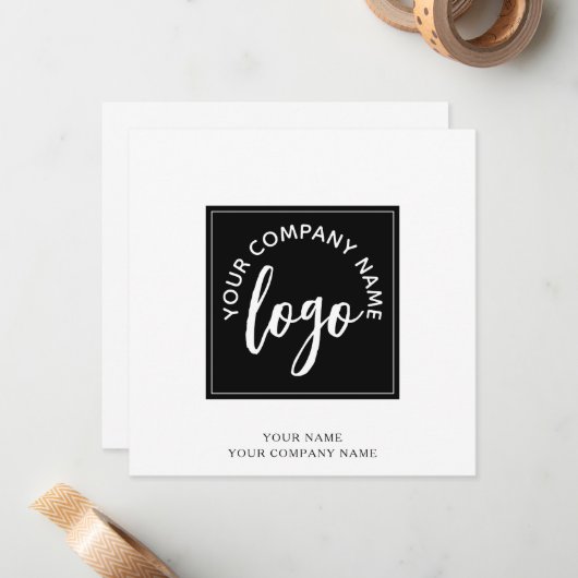 Carte de note de nom de société Logo simple (Devant/Arrière en situation)