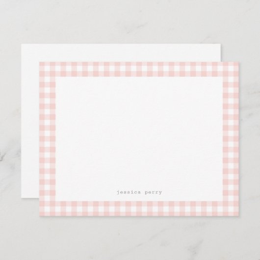 Carte de note de nom En vichy machine à écrire ros (Devant / Derrière)