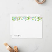 Carte de note de nom personnalisé botanique (Devant/Arrière en situation)