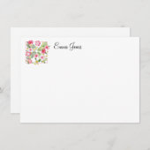 Carte de note de nom personnalisé Fleurs tropicale (Devant / Derrière)