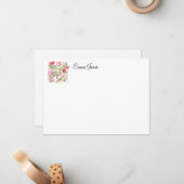 Carte de note de nom personnalisé Fleurs tropicale (Devant/Arrière en situation)