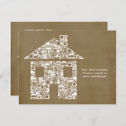 Carte de note de notification de nouvelle adresse  (Devant / Derrière)