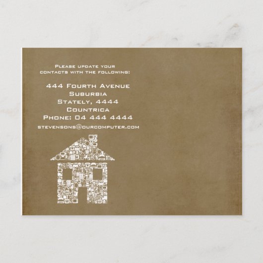 Carte de note de notification de nouvelle adresse  (Dos)