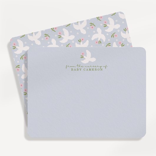 Carte de note de nurserie Colombe Bleue