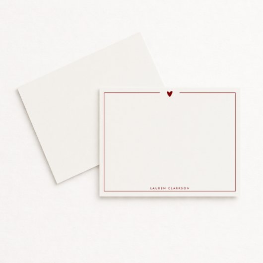 Carte de note de papeterie minimaliste à cœur roug