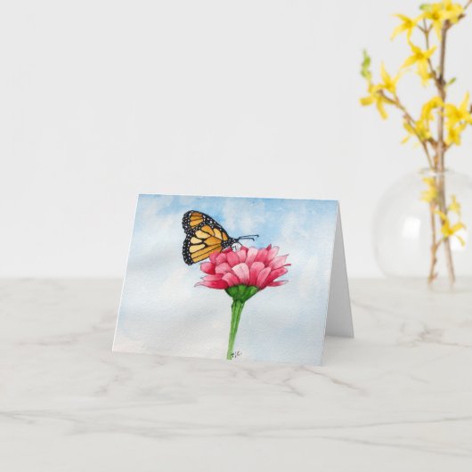 Carte de note de papillon de monarque (Fleur jaune)